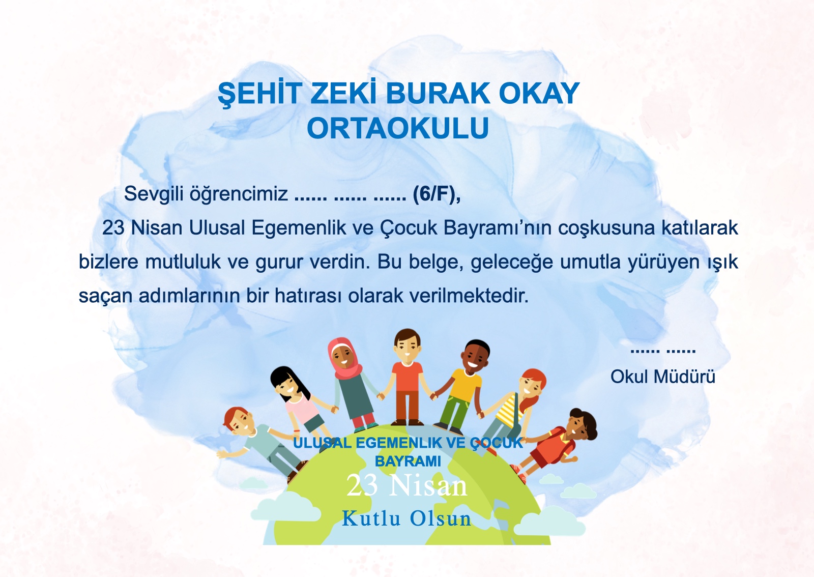 23 Nisan kutlama belgesi önizlemesi