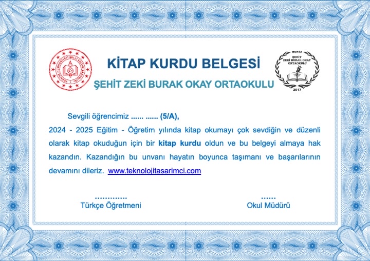 Kitap kurdu belgesi üçüncü önizlemesi